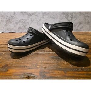Crocs Bayaband Clogs Black White Sporty Comfort Slip On Shoes Mens 5 Womens 7